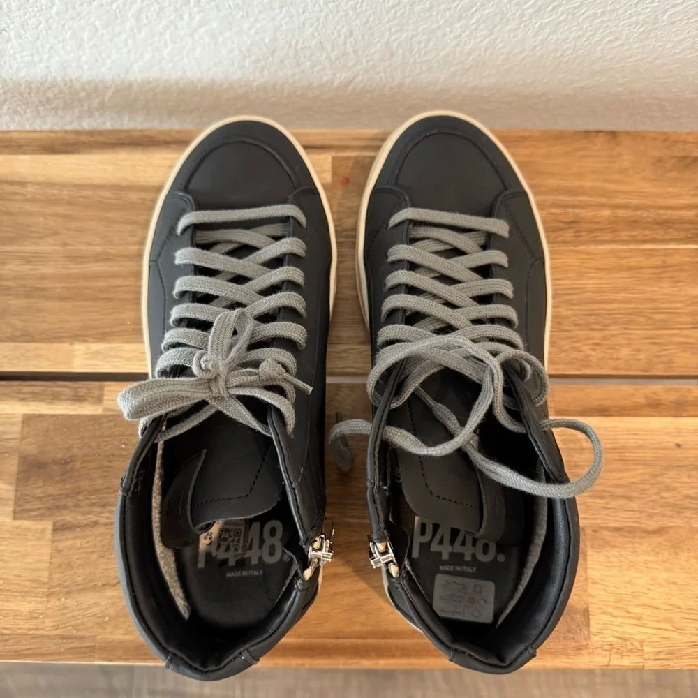 P448- Skate Recycled High Top Sneakers in Black- Size 38